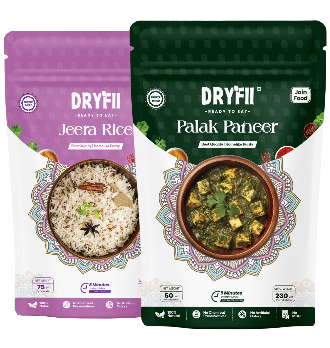 Jain Palak Paneer Rice